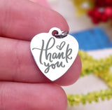 Thank you, thank you charm, thank you tag, thanks charm, Steel charm 20mm very high quality..Perfect for DIY projects