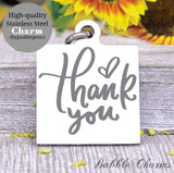 Thank you, thank you charm, thank you tag, thanks charm, Steel charm 20mm very high quality..Perfect for DIY projects