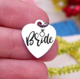 Bride charm, bride, bridal charm, bridal party, wedding party charm, Steel charm 20mm very high quality..Perfect for DIY projects