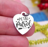 Petal patrol, flower girl, petal  charm, bridal charm, wedding party, Steel charm 20mm very high quality..Perfect for DIY projects