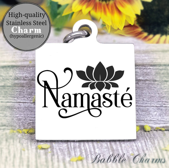Namaste charm, yoga, do more yoga charm, Steel charm 20mm very high quality..Perfect for DIY projects