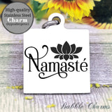 Namaste charm, yoga, do more yoga charm, Steel charm 20mm very high quality..Perfect for DIY projects