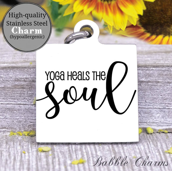 Yoga heals the soul charm, yoga, do more yoga charm, Steel charm 20mm very high quality..Perfect for DIY projects