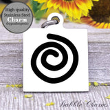 Spiral, spiral of life charm, yoga, do more yoga charm, Steel charm 20mm very high quality..Perfect for DIY projects