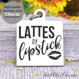 Lattes and lipstick, latte charms, latte, lipstick charm, Steel charm 20mm very high quality..Perfect for DIY projects