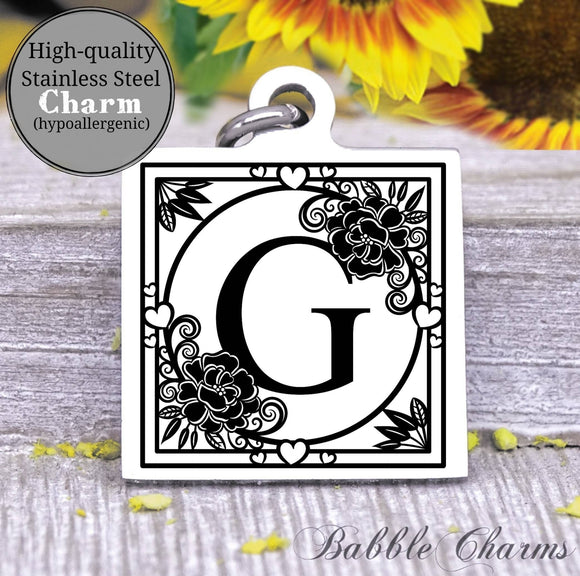 Alphabet charm, Letter G, Alphabet, initial charm, Steel charm 20mm very high quality..Perfect for DIY projects