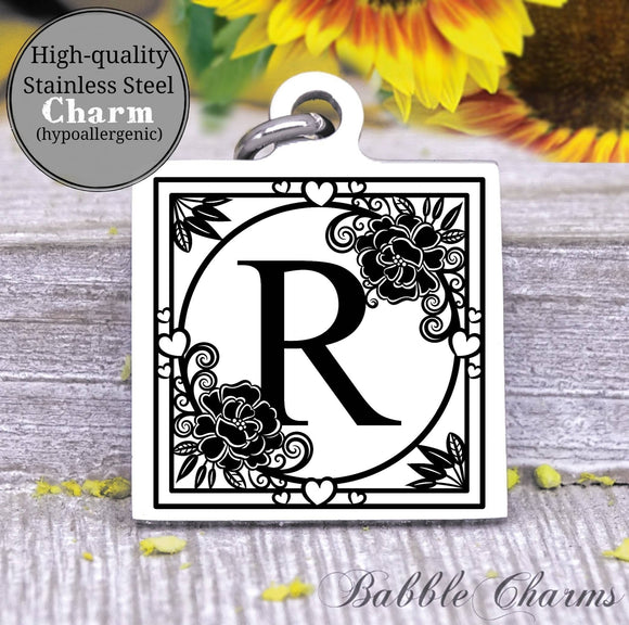 Alphabet charm, Letter R, Alphabet, initial charm, Steel charm 20mm very high quality..Perfect for DIY projects
