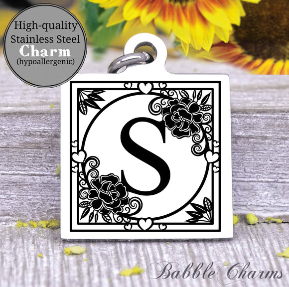 Alphabet charm, Letter S, Alphabet, initial charm, Steel charm 20mm very high quality..Perfect for DIY projects