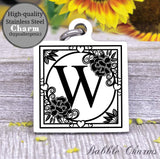 Alphabet charm, Letter W, Alphabet, initial charm, Steel charm 20mm very high quality..Perfect for DIY projects