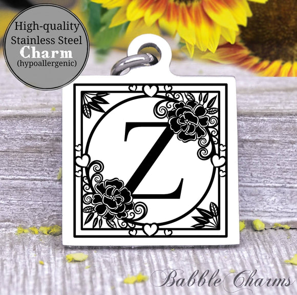 Alphabet charm, Letter Z, Alphabet, initial charm, Steel charm 20mm very high quality..Perfect for DIY projects