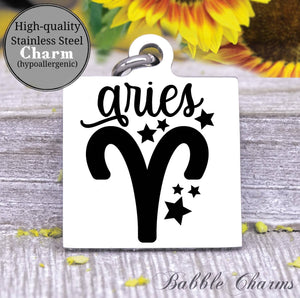 Aries, aries charm, sign, zodiac, astrology charm, Steel charm 20mm very high quality..Perfect for DIY projects