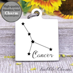 Cancer, cancer charm, sign, zodiac, astrology charm, Steel charm 20mm very high quality..Perfect for DIY projects