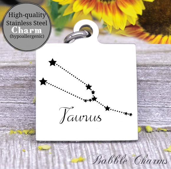 Taurus, taurus charm, sign, zodiac, astrology charm, Steel charm 20mm very high quality..Perfect for DIY projects