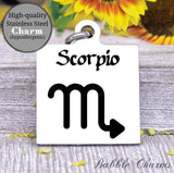 Scorpio, scorpio charm, sign, zodiac, astrology charm, Steel charm 20mm very high quality..Perfect for DIY projects