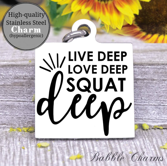 Squat charm, gym, gym rat, workout, workout charm, Steel charm 20mm very high quality..Perfect for DIY projects