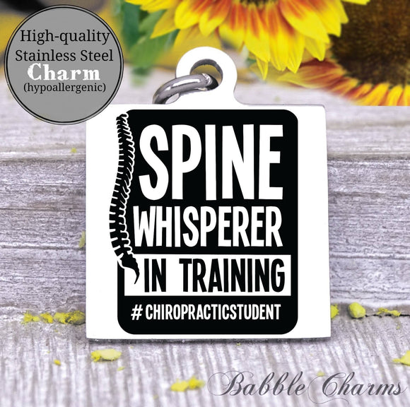 Spine whispered in training, spine, chiropractor charm, Steel charm 20mm very high quality..Perfect for DIY projects