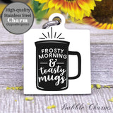 Frosty mornings and toasty mugs, toasty mug, hot cocoa charm, Steel charm 20mm very high quality..Perfect for DIY projects