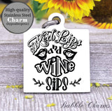 Red lips and wine sips, wine sips, wine, wine charm, Steel charm 20mm very high quality..Perfect for DIY projects
