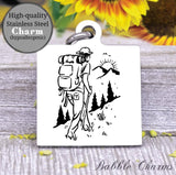 Hiking, hiking charm, hiker, hiker charm, Steel charm 20mm very high quality..Perfect for DIY projects