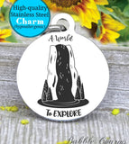 A World to Explore, explore charm, exploring charm, Steel charm 20mm very high quality..Perfect for DIY projects