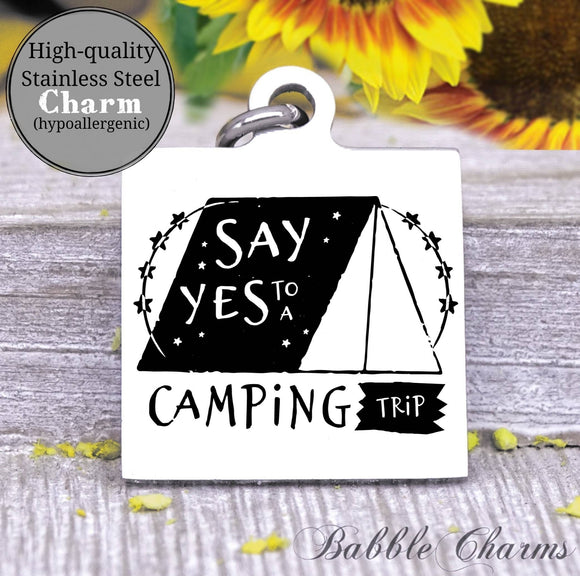 Camping trip, camping charm, adventure charm, explore charm, Steel charm 20mm very high quality..Perfect for DIY projects