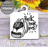 Pack your bags, explore, explore charm, adventure charm, Steel charm 20mm very high quality..Perfect for DIY projects