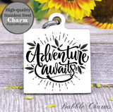 Adventure awaits, adventure, explore, explore charm, adventure charm, Steel charm 20mm very high quality..Perfect for DIY projects