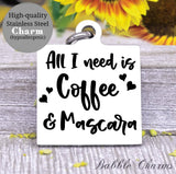 Coffee and mascara, coffee, mascara, coffee charm, Steel charm 20mm very high quality..Perfect for DIY projects