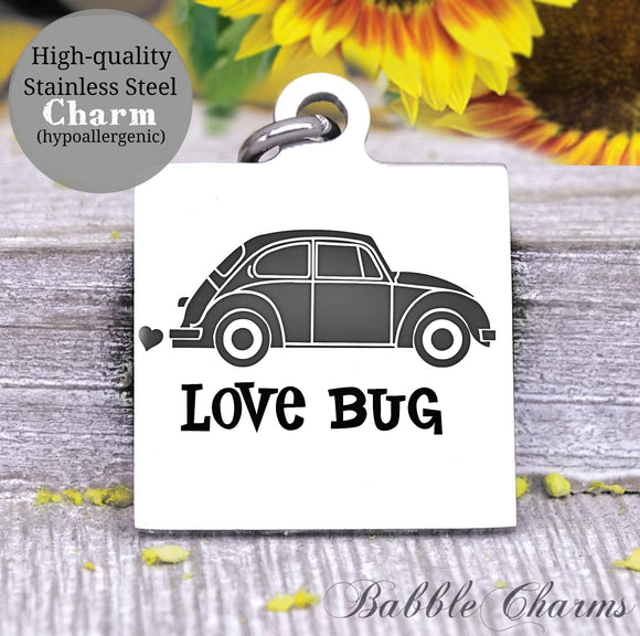 Love bug, bug, bug car, car charm, Steel charm 20mm very high quality..Perfect for DIY projects