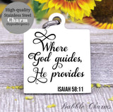 Where God guides he provides, God charm, Jesus charm, Steel charm 20mm very high quality..Perfect for DIY projects