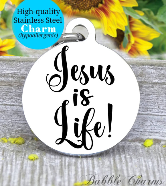 Jesus is Life, jesus, God, God charm, Jesus charm, Steel charm 20mm very high quality..Perfect for DIY projects