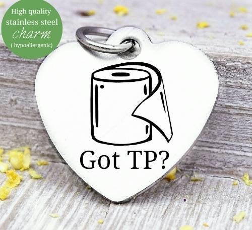Got TP, tp, tp charm, toilet paper, toilet paper charm, Steel charm 20mm very high quality..Perfect for DIY projects