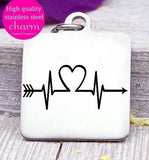 Nurse, nurse heartbeat, heartbeat, nurse, nurse charm, Steel charm 20mm very high quality..Perfect for DIY projects