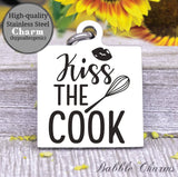 Kiss the cook, cook, kitchen, kitchen charm, cooking charm, Steel charm 20mm very high quality..Perfect for DIY projects