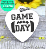 Game day, sports, I love game day, game day charm, Steel charm 20mm very high quality..Perfect for DIY projects