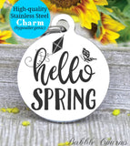Hello Spring, hello spring charm, spring, spring charm, Steel charm 20mm very high quality..Perfect for DIY projects