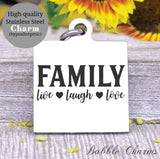 Family, family charm,live laugh love charm, Steel charm 20mm very high quality..Perfect for DIY projects