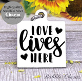 Love lives here,love, home, heart, family charm, charm, Steel charm 20mm very high quality..Perfect for DIY projects