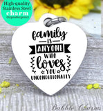 Family is unconditional, family forever charm, family charm, charm, Steel charm 20mm very high quality..Perfect for DIY projects