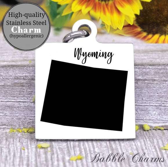 Wyoming charm, Wyoming, state, state charm, high quality..Perfect for DIY projects