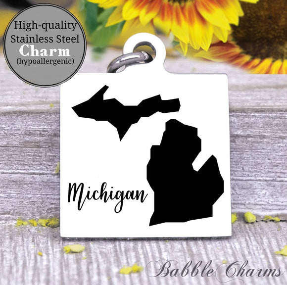Michigan charm, Michigan, state, state charm, high quality..Perfect for DIY projects