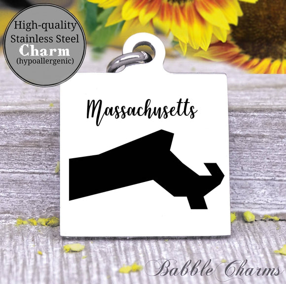 Massachusetts charm, Massachusetts, state, state charm, high quality..Perfect for DIY projects