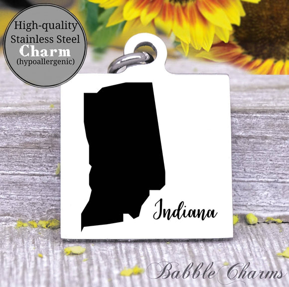 Indiana charm, Indiana, state, state charm, high quality..Perfect for DIY projects