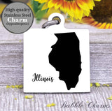 Illinois charm, Illinois, state, state charm, high quality..Perfect for DIY projects