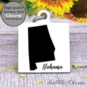 Alabama charm, Alabama, state, state charm, high quality..Perfect for DIY projects