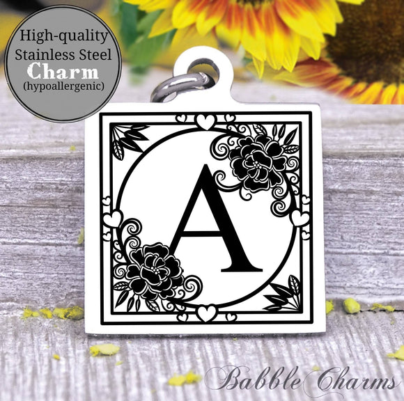 Alphabet charm, Letter A, Alphabet, initial charm, Steel charm 20mm very high quality..Perfect for DIY projects