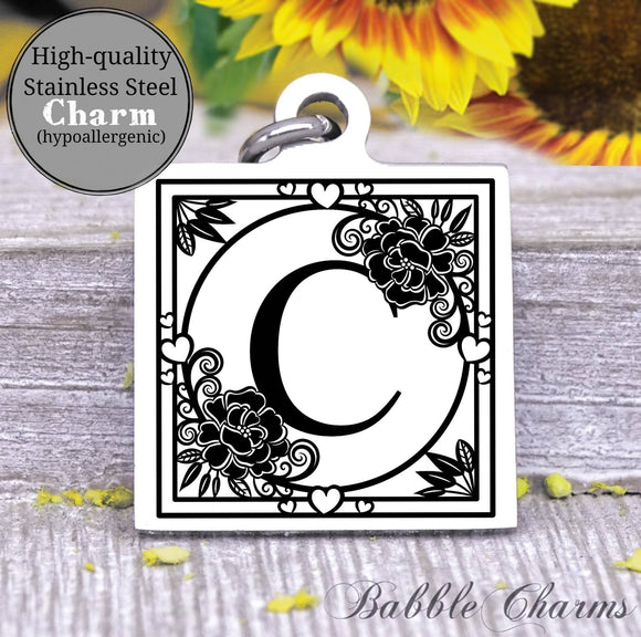 Alphabet charm, Letter C, Alphabet, initial charm, Steel charm 20mm very high quality..Perfect for DIY projects