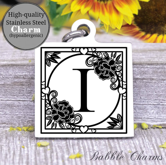 Alphabet charm, Letter I, Alphabet, initial charm, Steel charm 20mm very high quality..Perfect for DIY projects