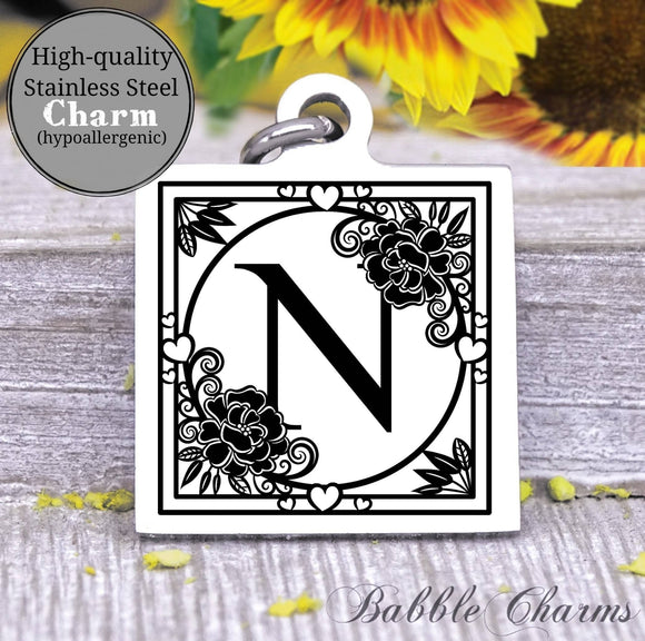 Alphabet charm, Letter N, Alphabet, initial charm, Steel charm 20mm very high quality..Perfect for DIY projects