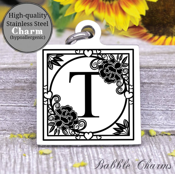 Alphabet charm, Letter T, Alphabet, initial charm, Steel charm 20mm very high quality..Perfect for DIY projects